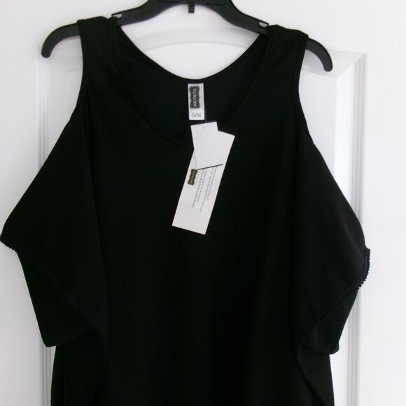 New Cuban Mambo Mini Dress Jet Black Batwing Sleeve Cover-up Beach Dress M / S - Picture 5 of 15